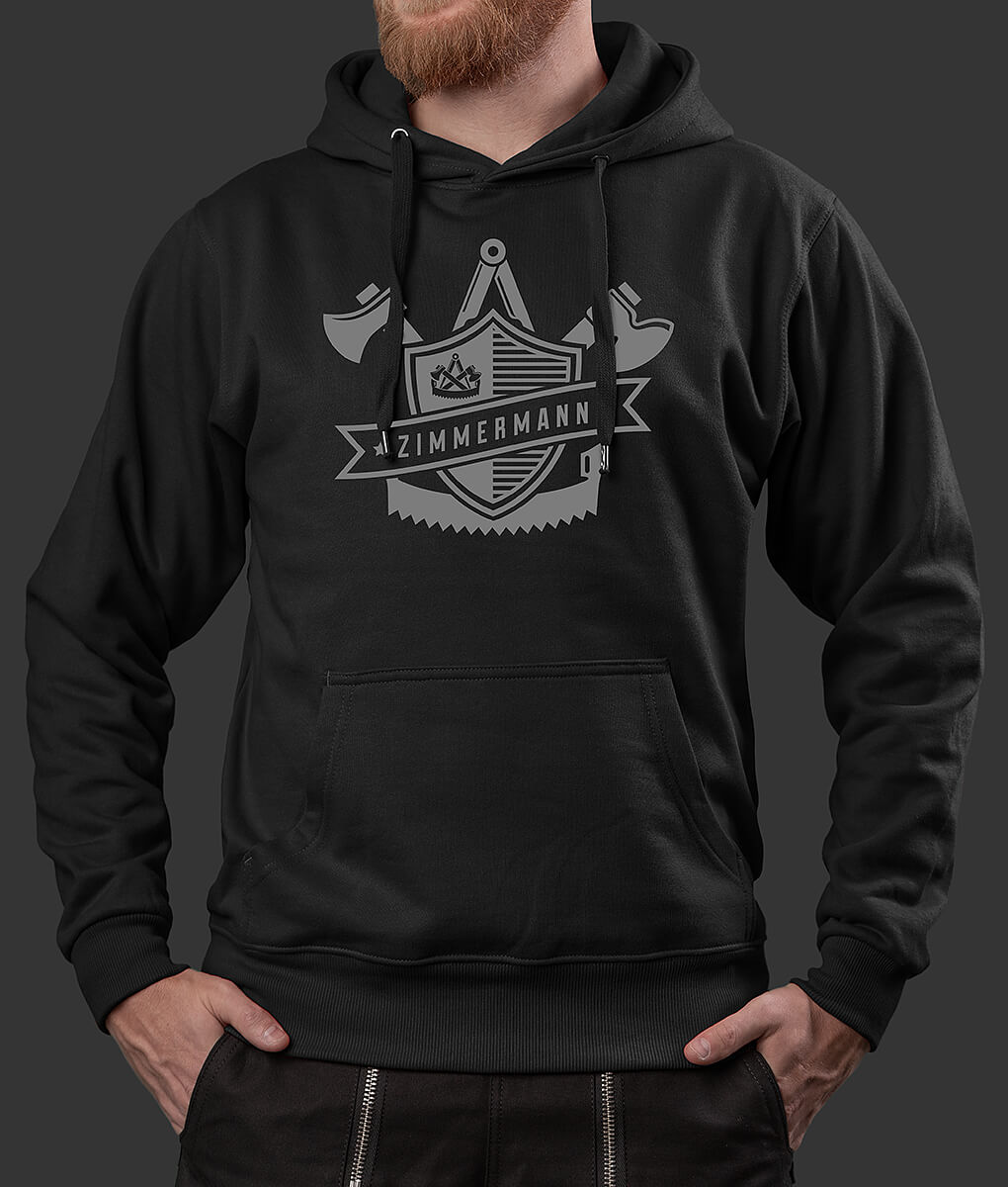 Hoodie Mike Zimmermann Wappen Brust