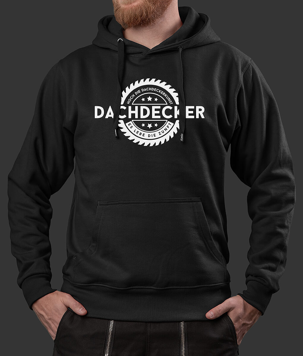 Hoodie Mike Dachdecker Säge Brust